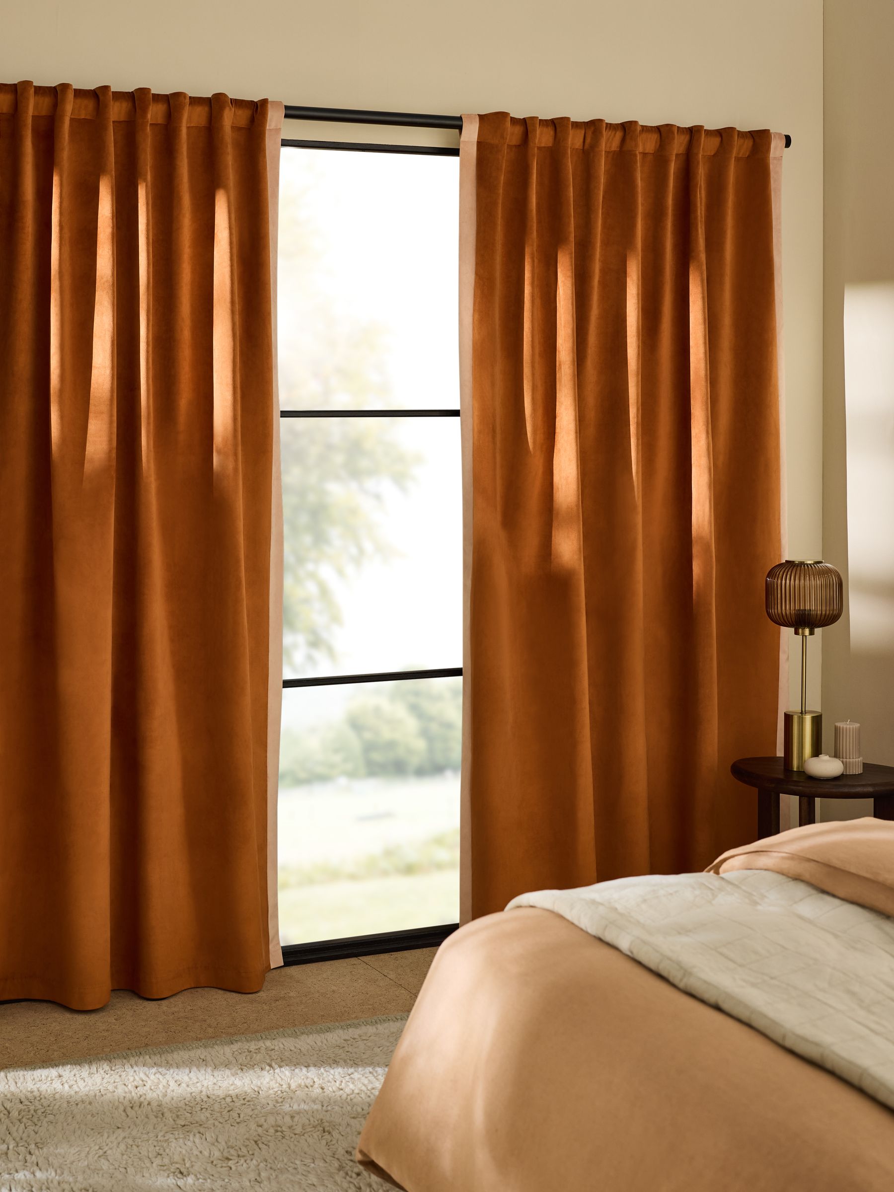 Audley Contrast Hidden Tab Curtains in Rust