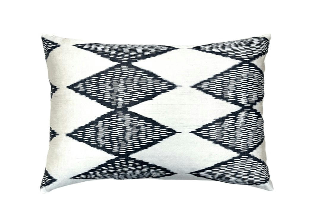- Housse de coussin double soie ikat  40x60 blanc