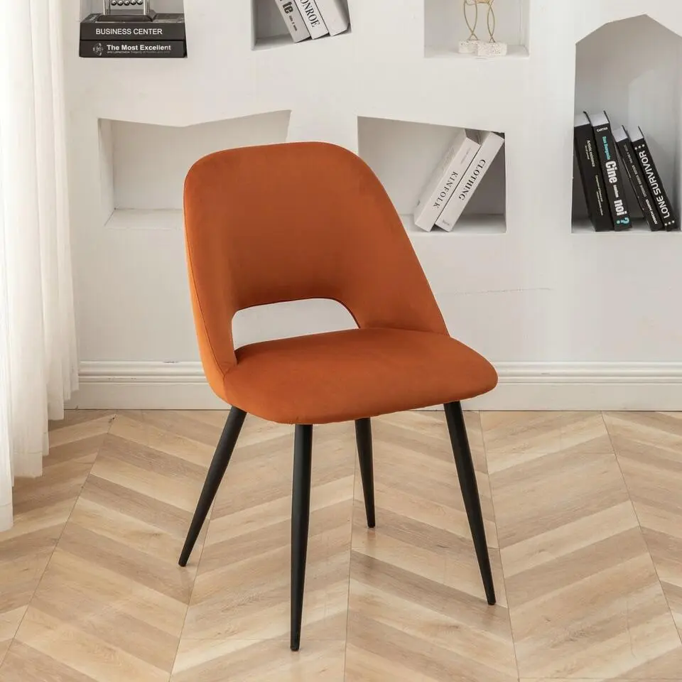 AIMABLE Set van 2 stoffen woonkamerstoelen - Oranje - 50x58x81,5 cm