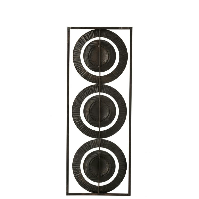 CERCLES - Décoration murale 3 cercles métal noir et or 74x28,5cm