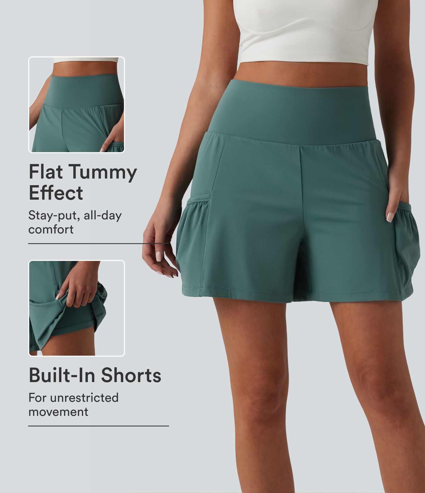 Short de sport SoftlyZero™ Airy taille haute gainant et rafraîchissant 2 en 1, 12,5 cm, avec poches