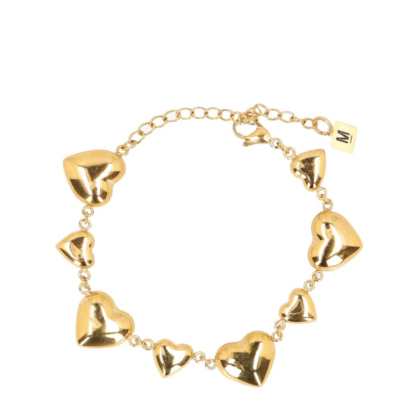 Manfield Goudkleurige hartjes bedelarmband