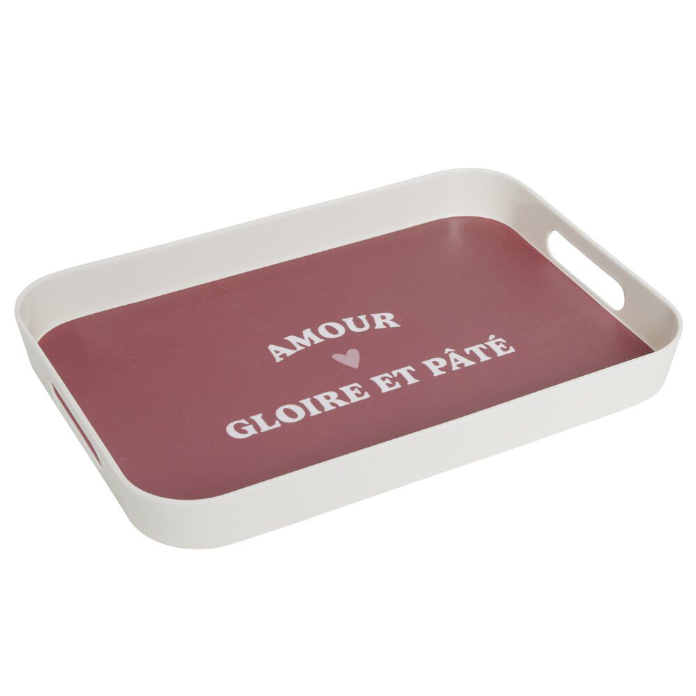 Plateau de service Amour gloire et pâté en mélaminé rouge 24x33cm