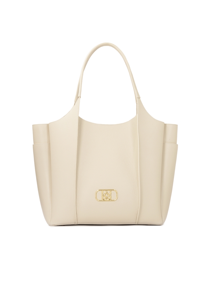 Capacious cream shoulder bag