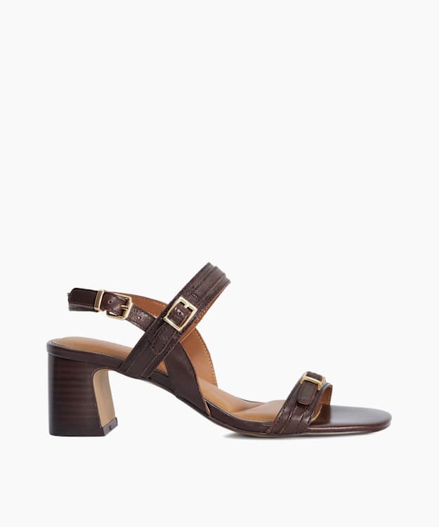 Jiving Dark Brown - Mid Height Block Heel Sandals