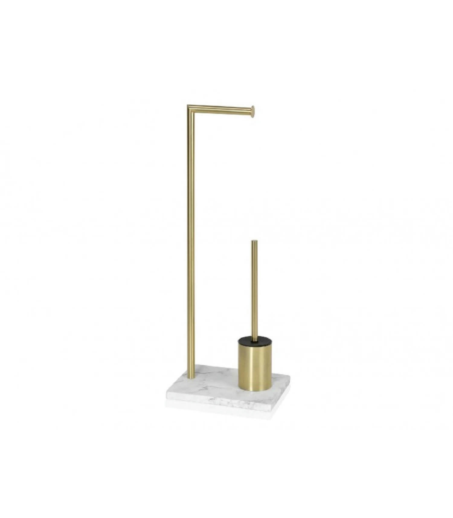OR - Dérouleur papier toilette + brosse WC en métal doré