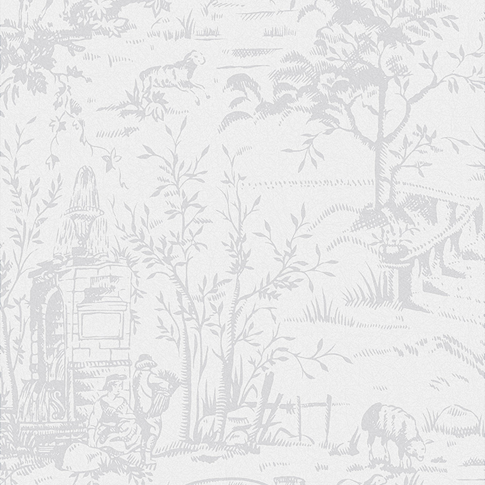 Laura Ashley Vliesbehang - Toile de Jouy Sugared Grey - Grijs 10mx52cm