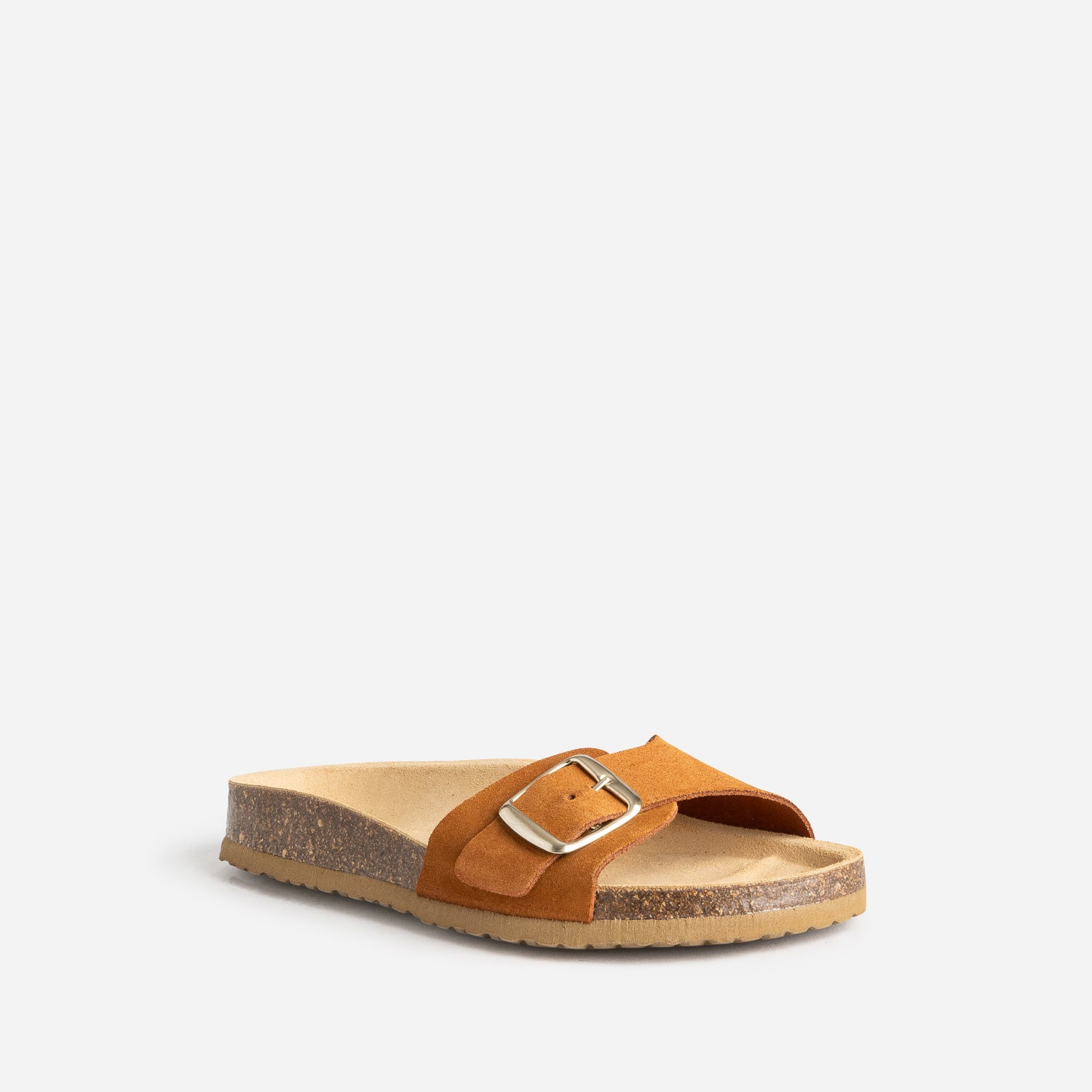 Mule anatomique camel cuir velours éco-conçu