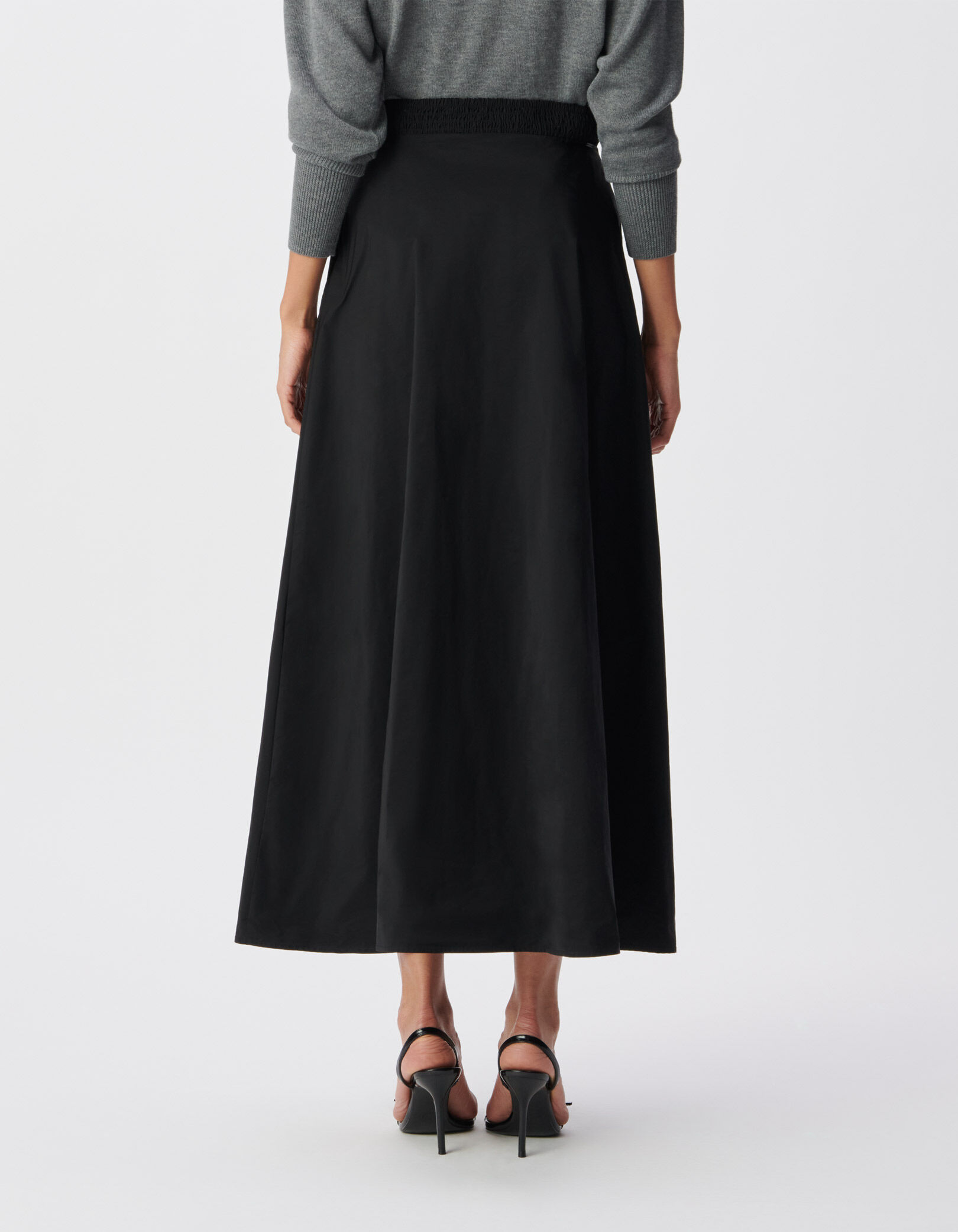 Jupe longue noire trapèze Femme