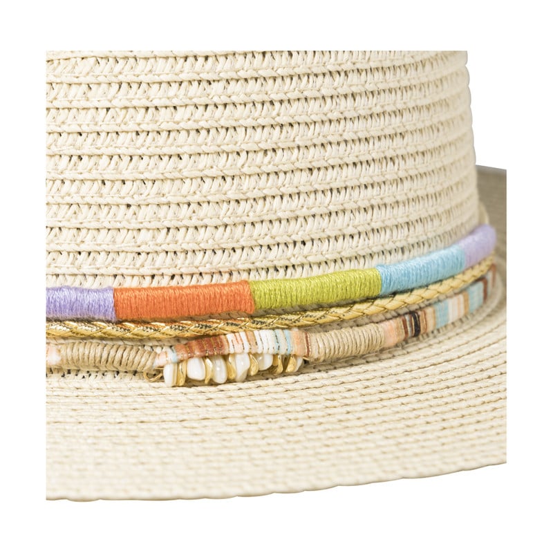 Hoed met kralen - beige/multikleur