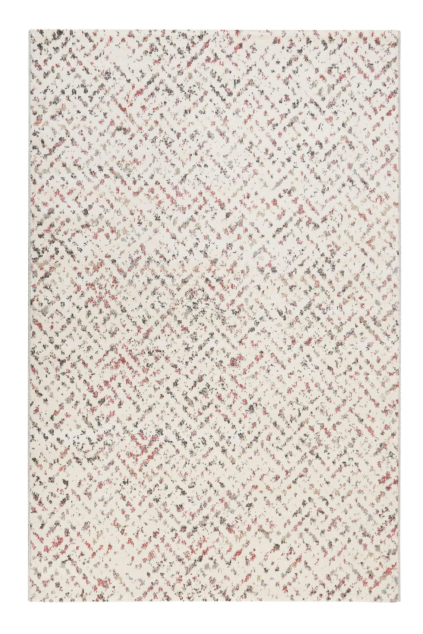 AMBER - Tapis intérieur/extérieur design motif tons de rouge beige 133x200