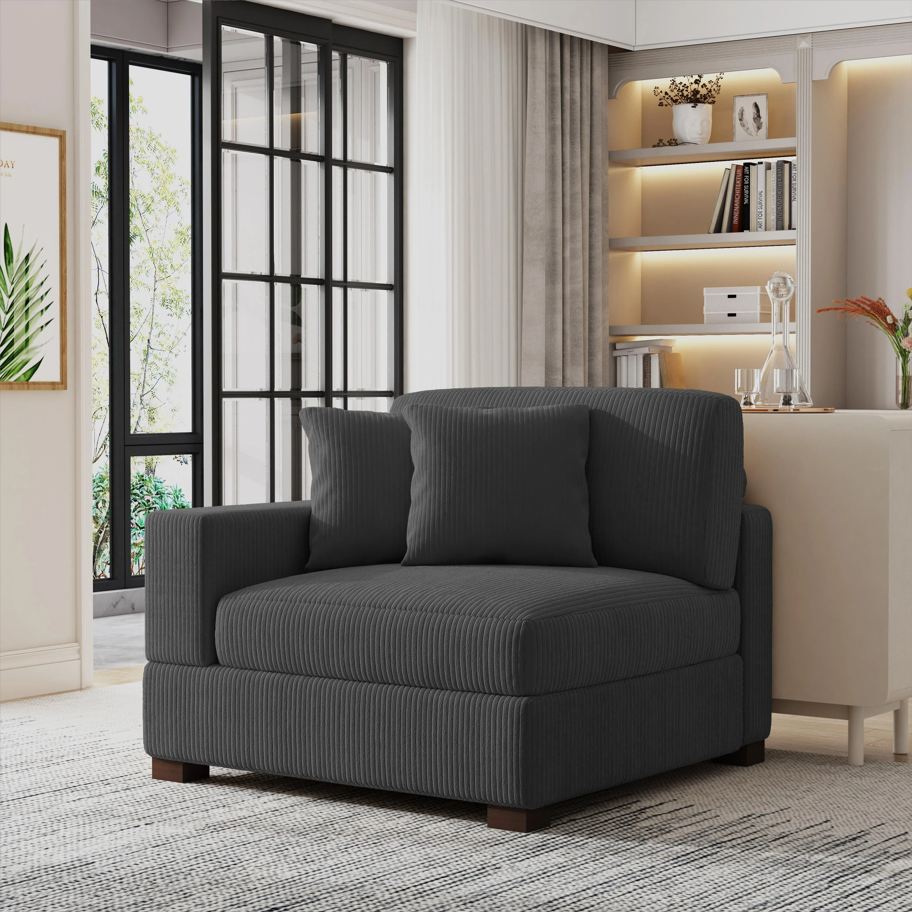 Corduroy Armchair Sofa Corner Chairs With Pillows