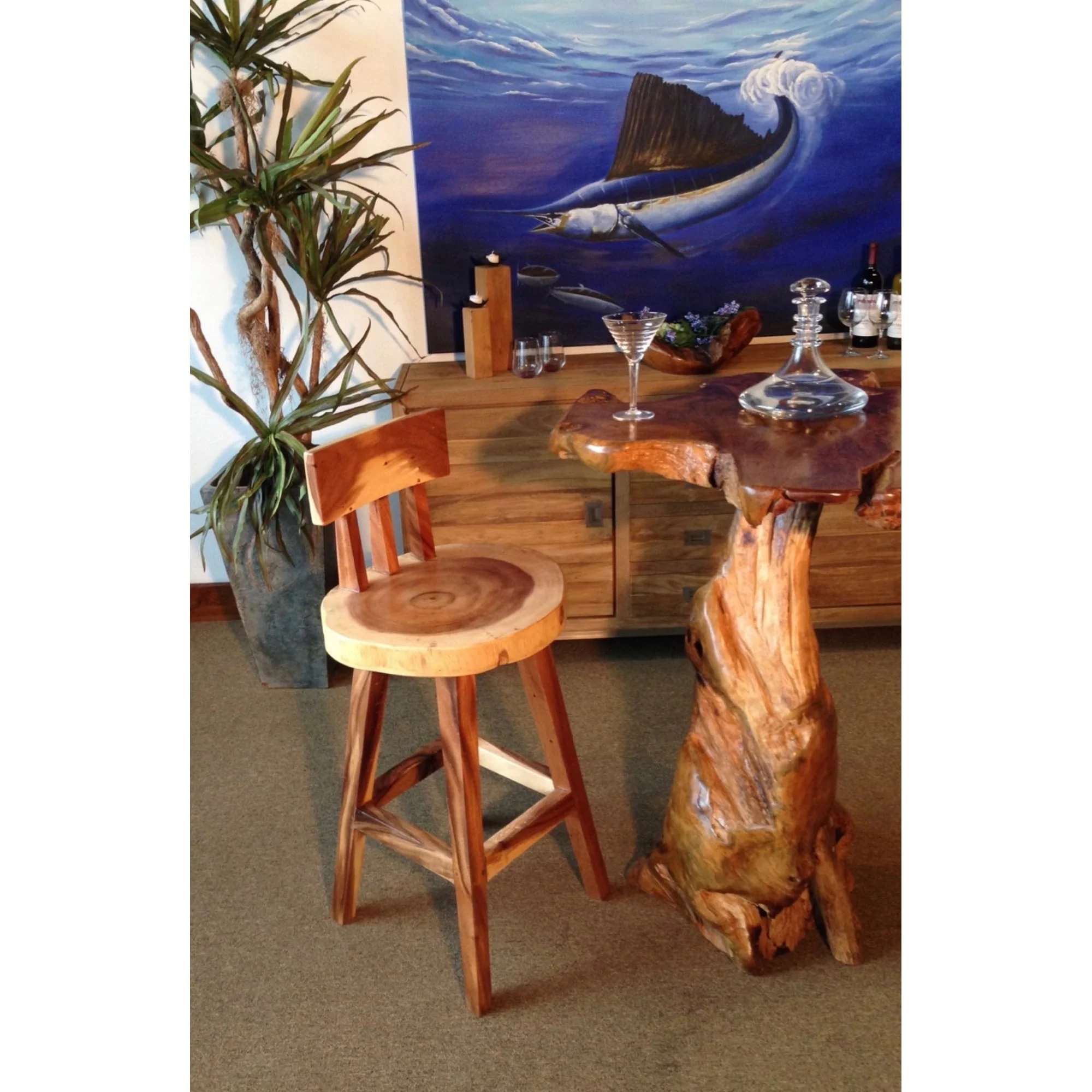 Chic Teak Suar Costa Mesa Live Edge Counter Stool