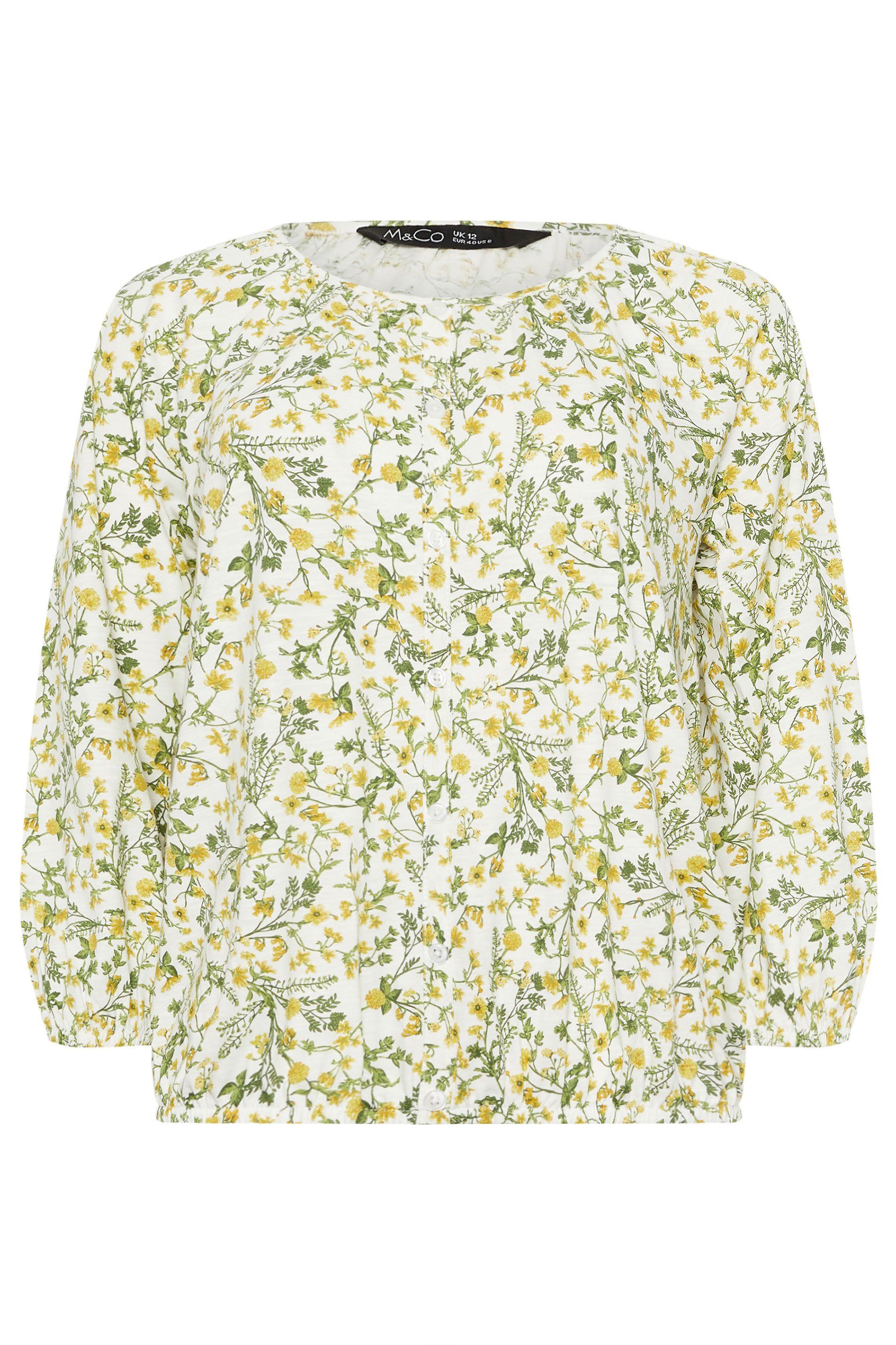 M&Co Floral Button Down Cotton Blouse