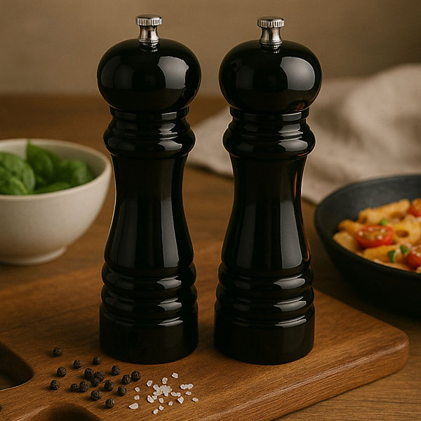 Duo de moulins poivre &sel naturel Noir - Marius Noir par Amefa