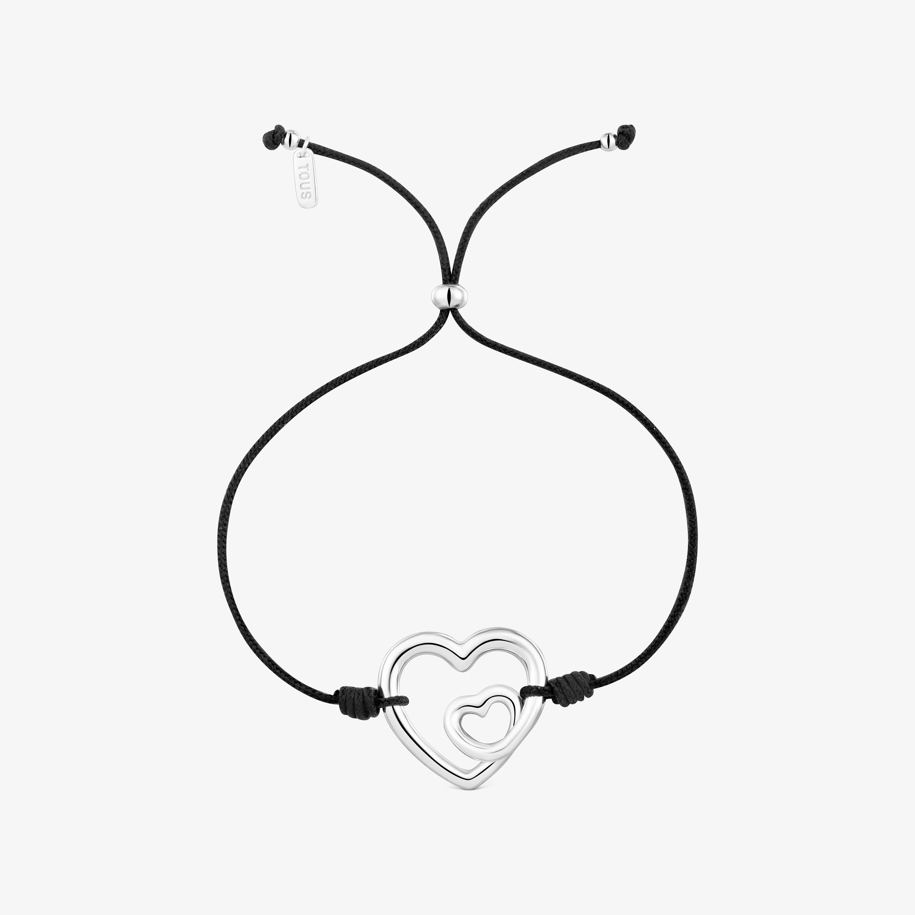 Pulsera silueta de plata y nylon negro TOUS Flechazo