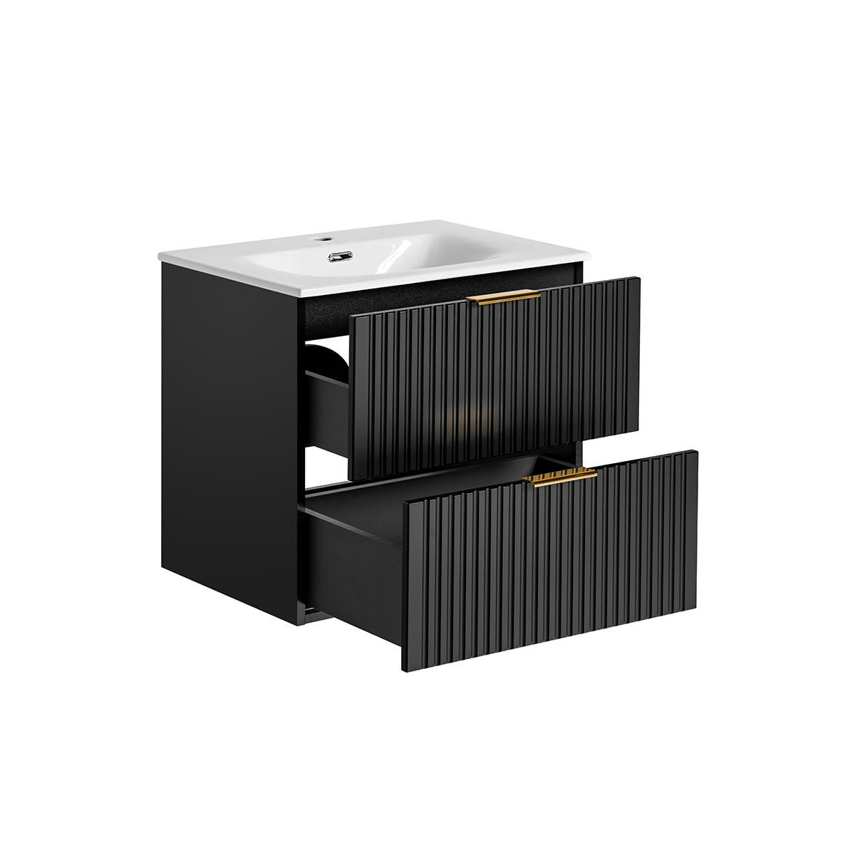 - Meuble simple vasque encastrée 60cm noir