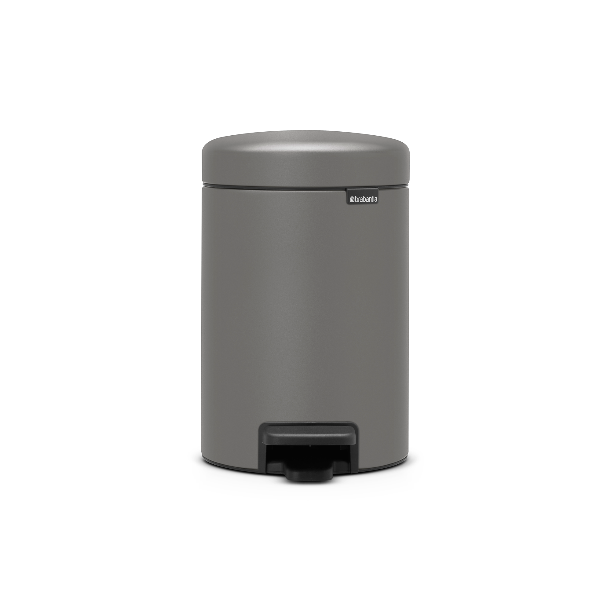 Brabantia NewIcon Pedaalemmer, 3 liter, kunststof binnenemmer - Mineral Concrete Grey