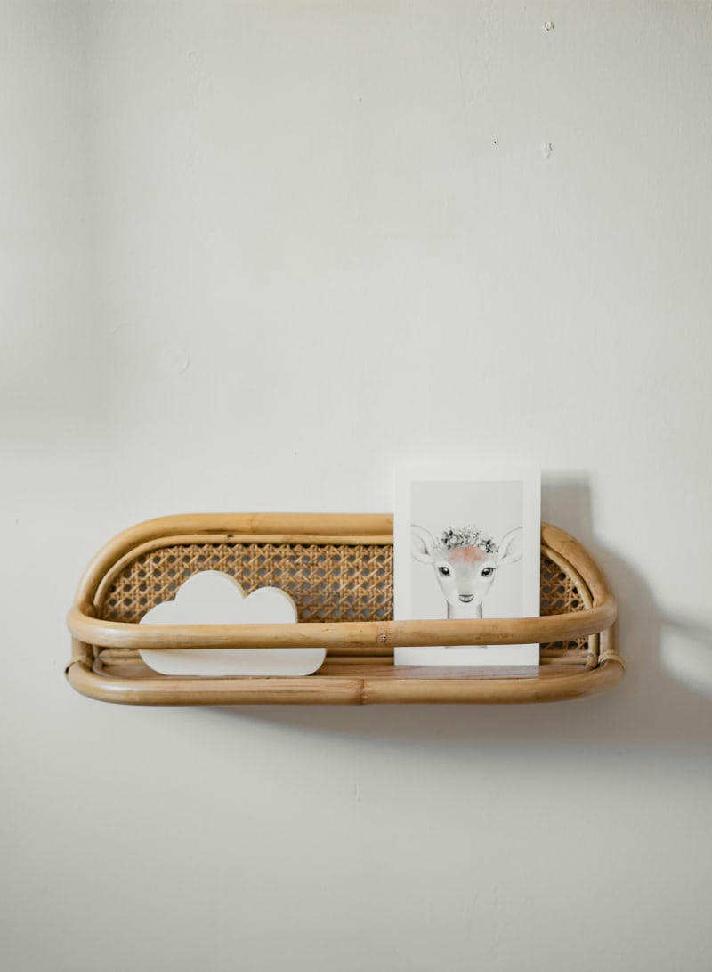 JACK - Étagère murale rotin et cannage