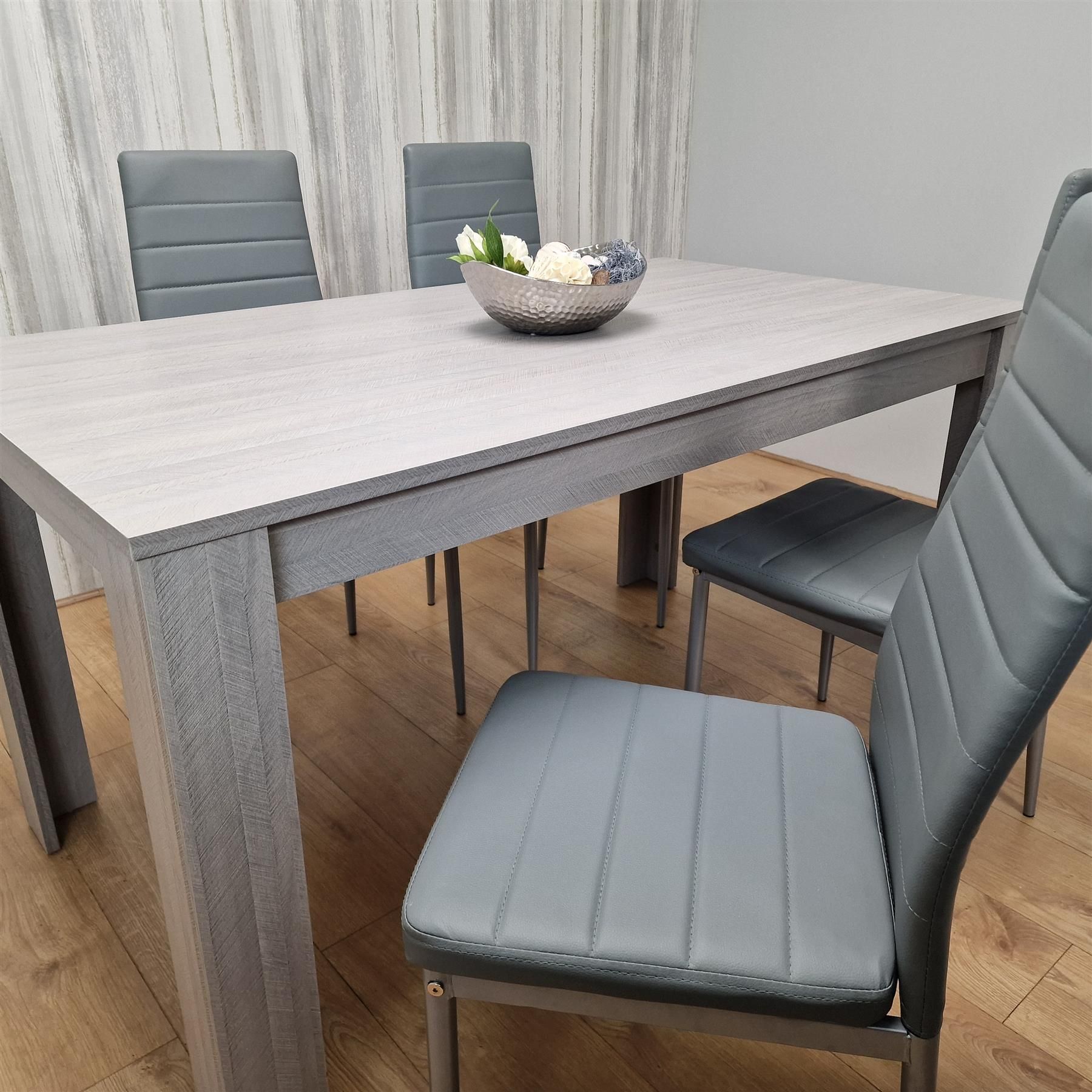 KOSY KOALA Kosy Koala Modern Grey Rectangle Dining Table Set With 4 Grey Chairs Dining Room Furniture Set