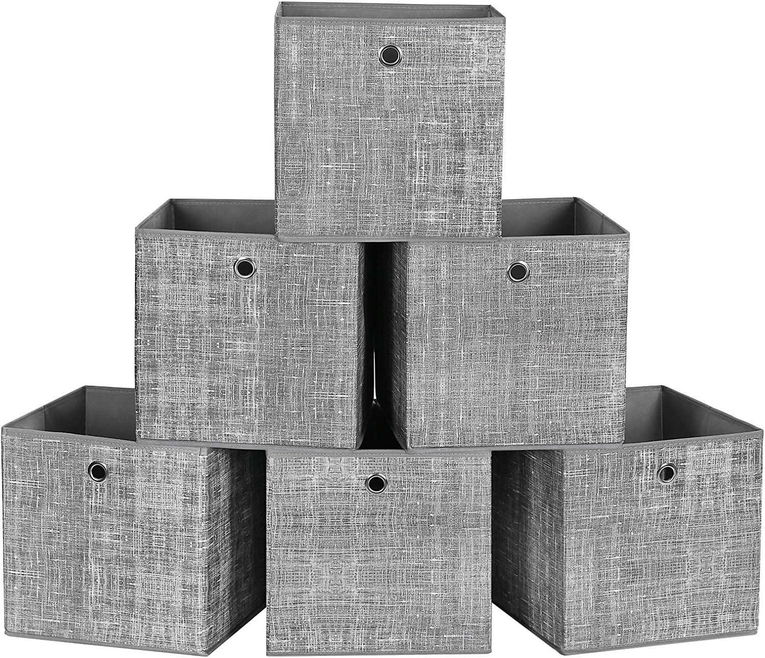 Komplet 6 pudełek składanych organizery szare 30x30x30 cm kwadratowe