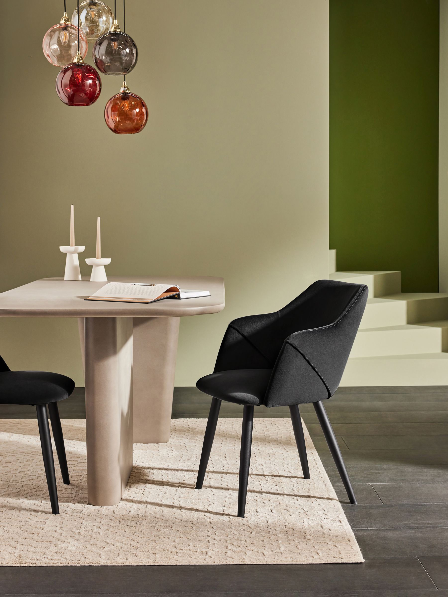 Set of 2 Charcoal Black Lule Arm Dining Chairs