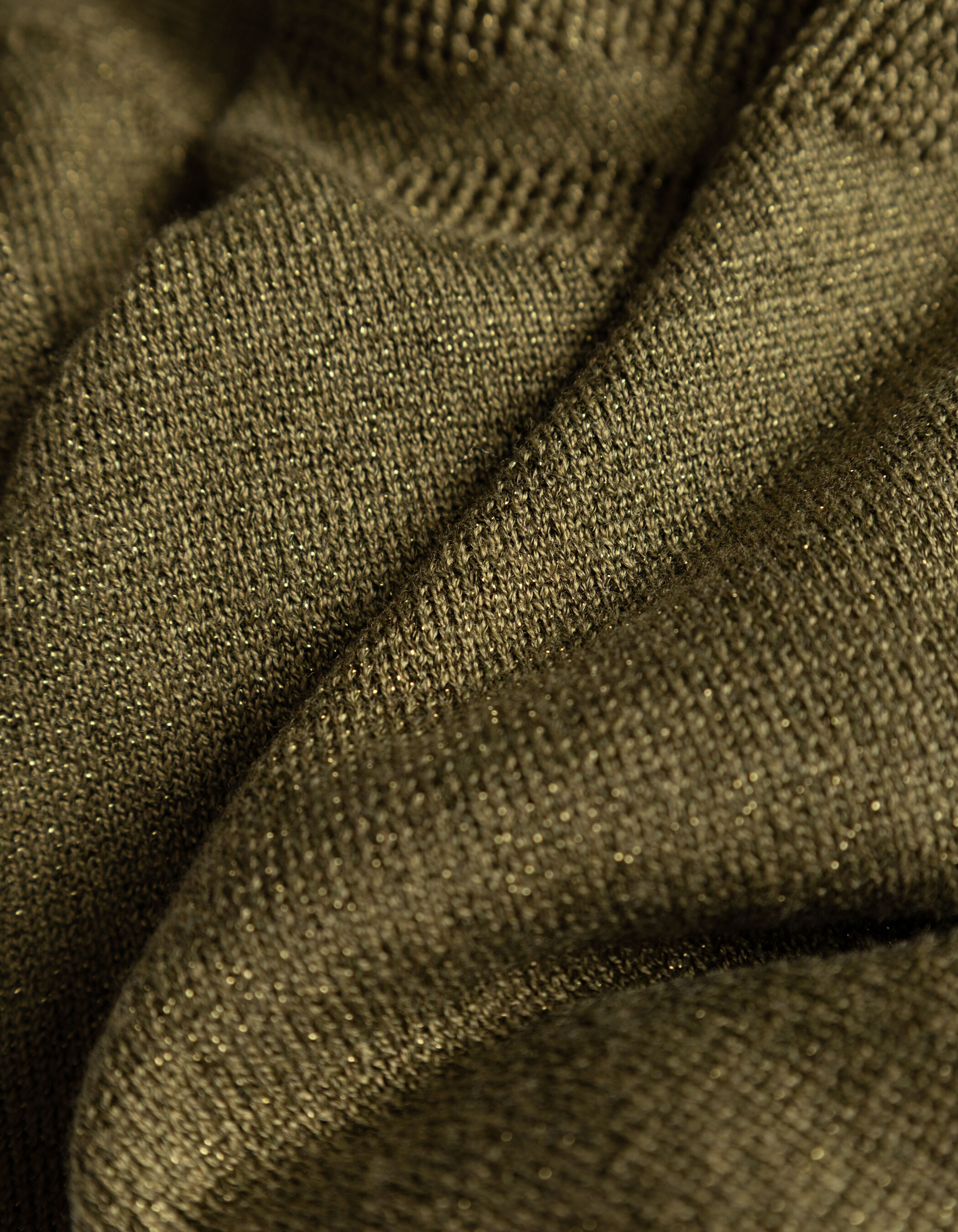 Cardigan à capuche kaki tricot lurex chevron dos Femme