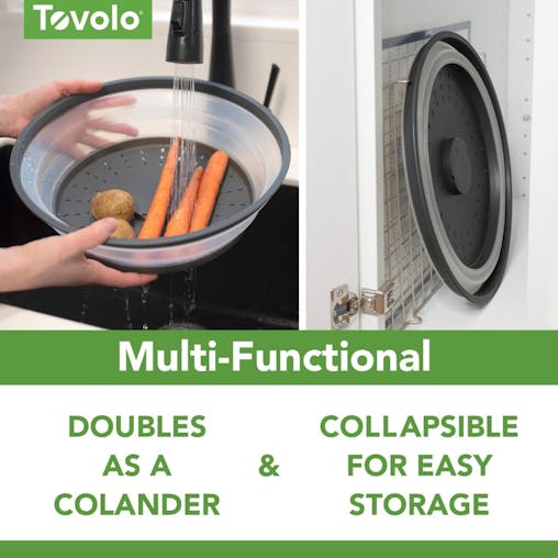 Tovolo Collapsible Microwave Food Cover Anti-Splatter 26cm Charcoal | Set of 2