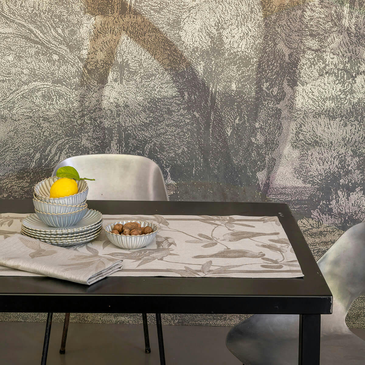 VOLIÈRE - Serviette en lin solaire 58 x 58