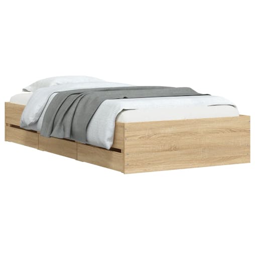 NNEVL Bed Frame with Drawers Sonoma Oak 90x190 cm Engineered Wood