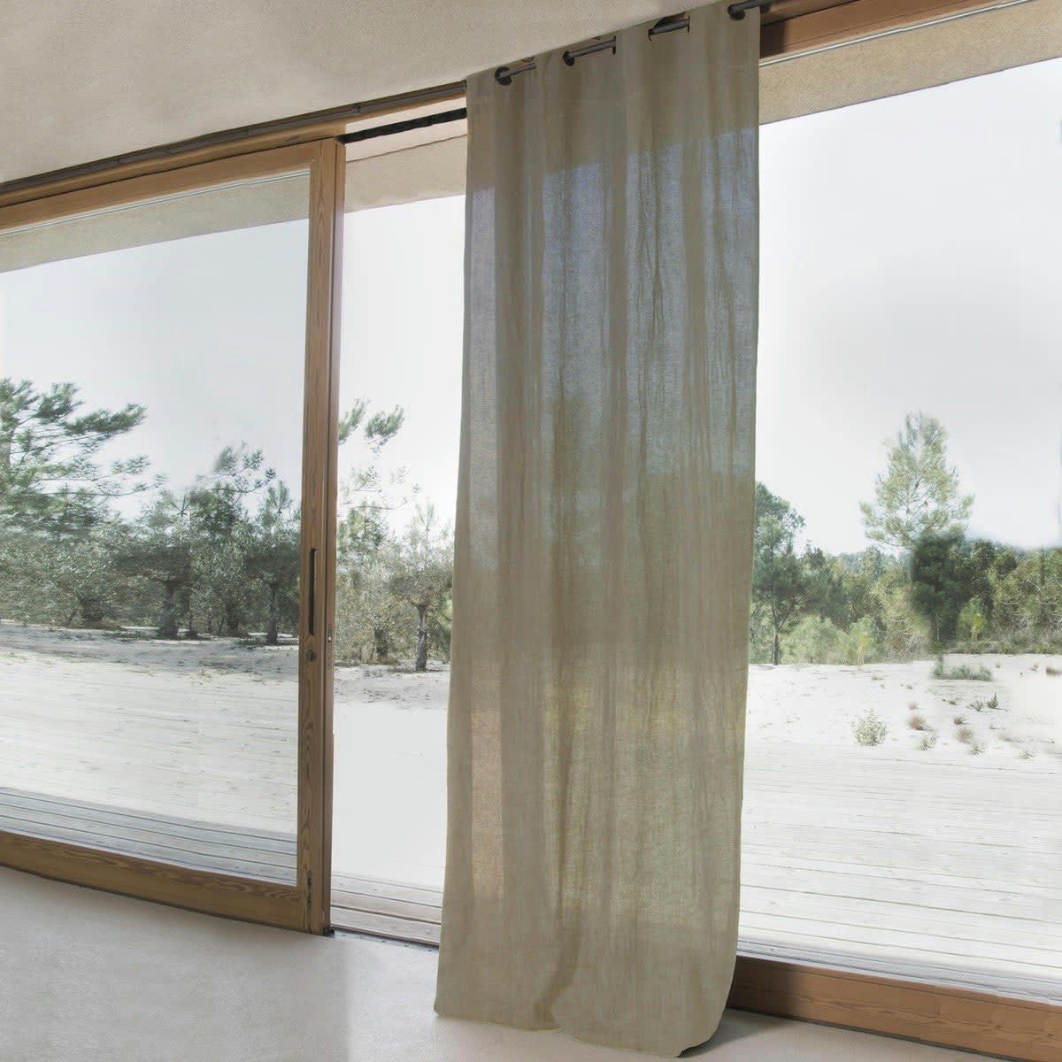 HORTENSE - Rideau à oeillets lin lavé  140x290 grège