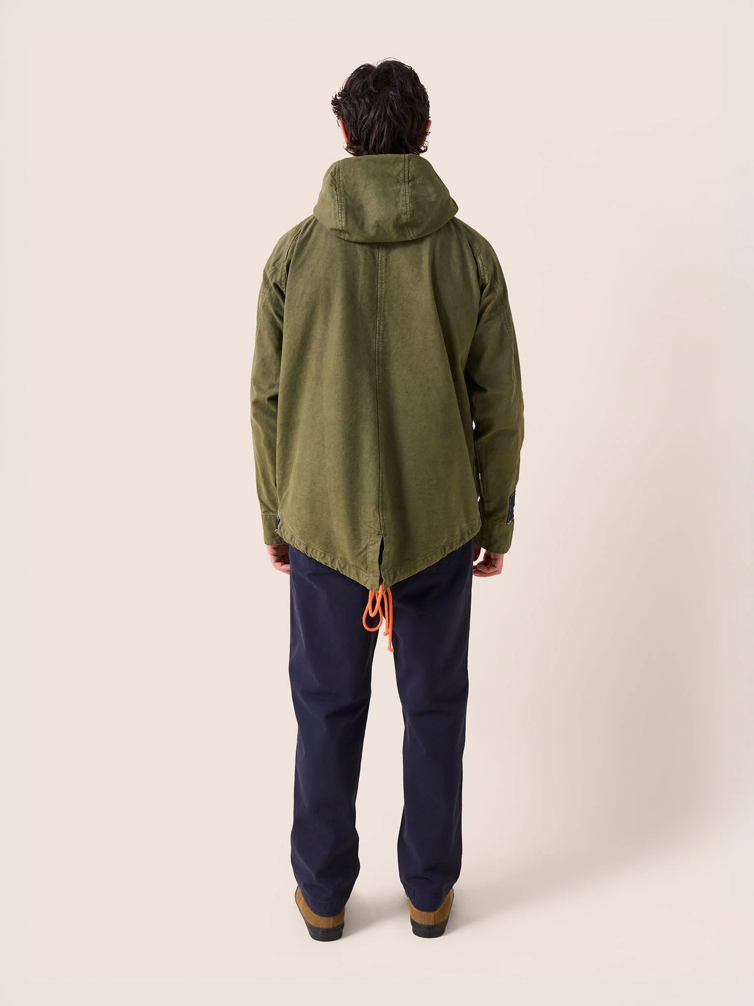 Oslo Cotton Patchwork Overhead Parka Jacket in Khaki