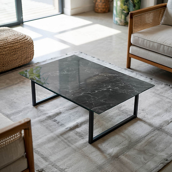 Dessus de table en verre trempé Wallfluent 80x60 cm Motif de marbre veiné