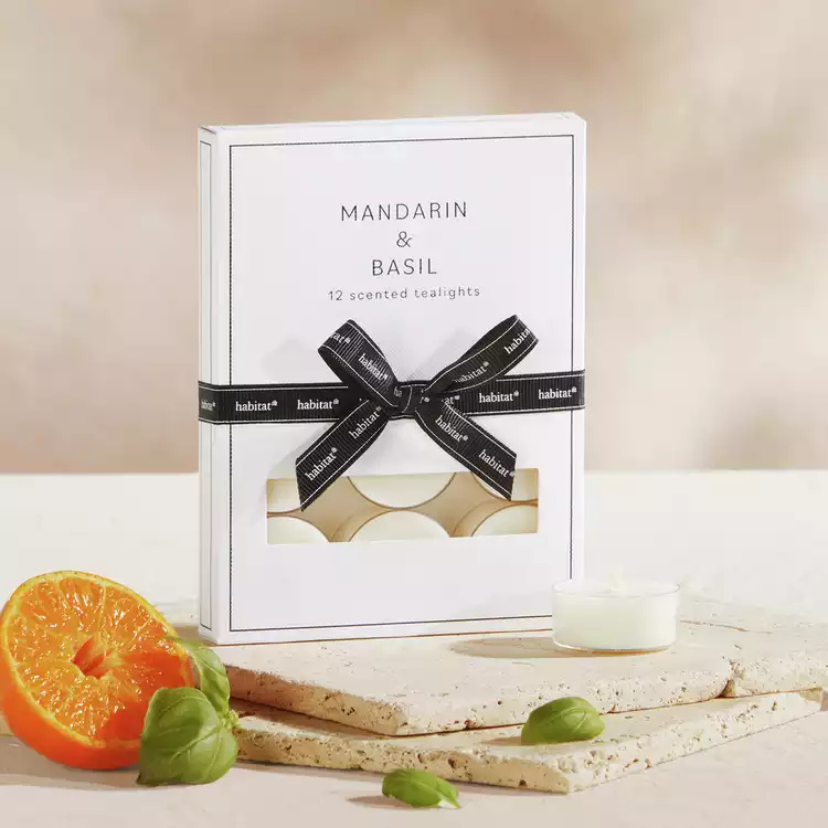 Habitat Pack of 12 Tealight Candles - Mandarin & Basil