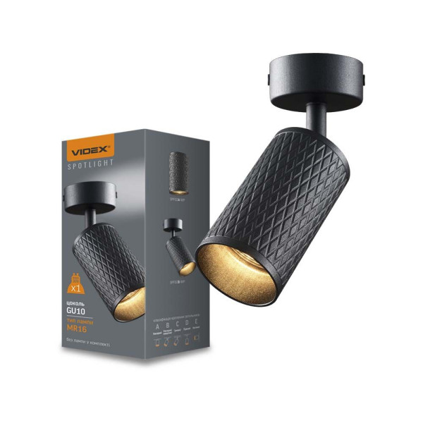 Spot okrągły czarny Grant 1xGU10x30W wym:16x5,5x5,5cm IP20 Videx