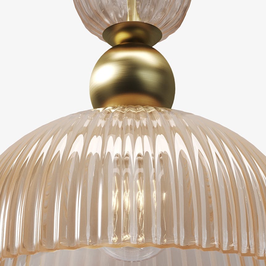 Suspension design verre ambré forme coupole SOLANA