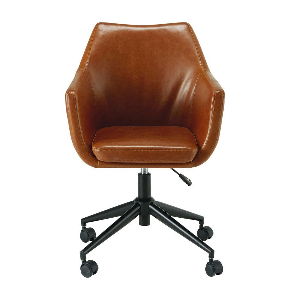 Davis - Fauteuil de bureau en textile enduit marron vieilli