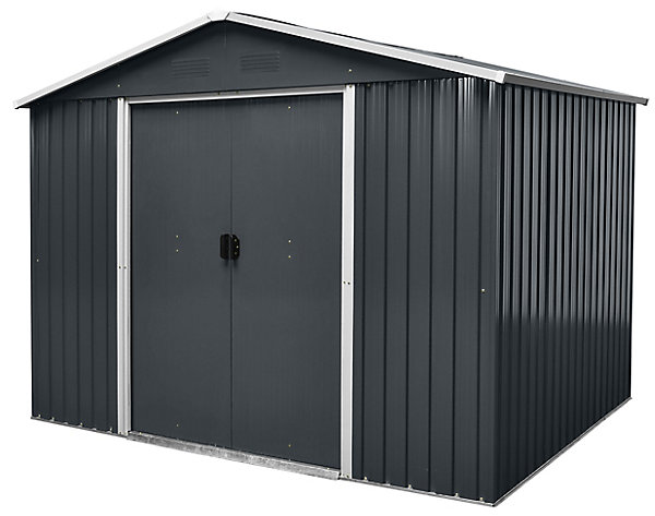 Abri de jardin en métal surface extérieure hors tout 5,06 m² gris anthracite