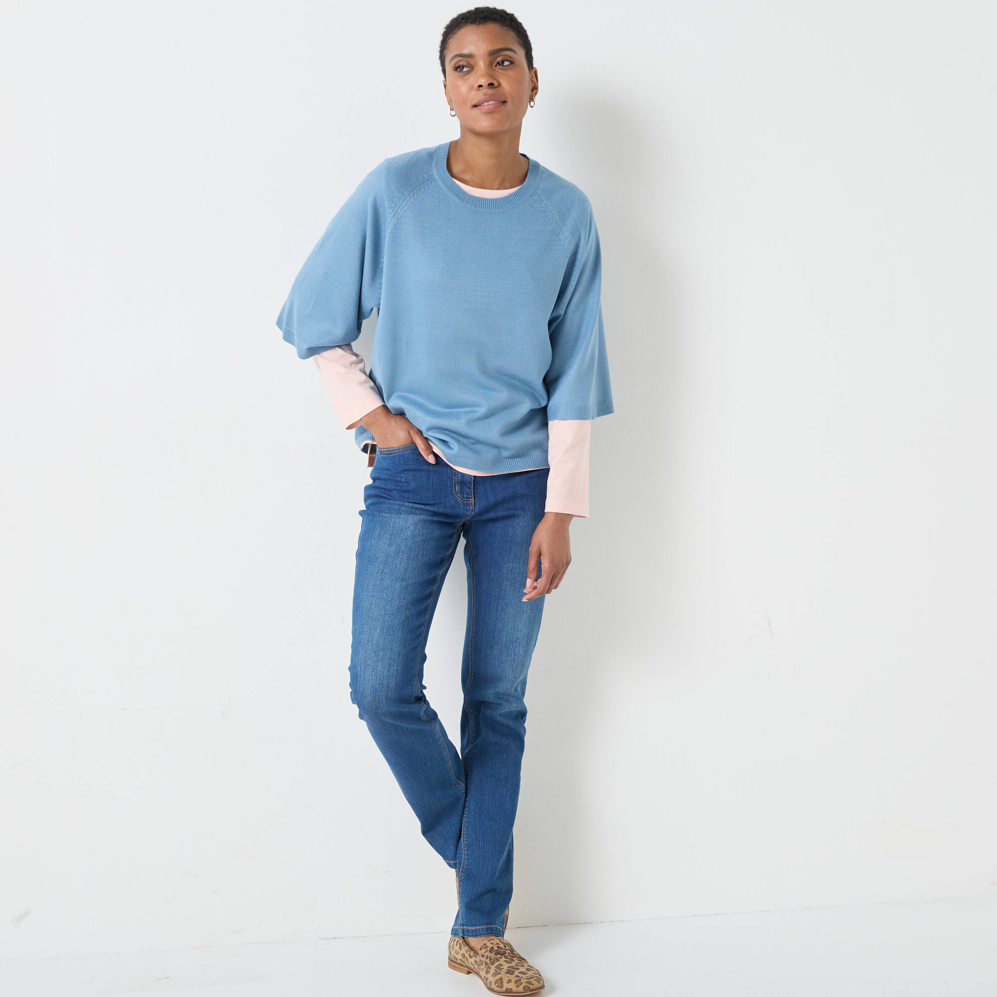 Pull loose manches coudes, toucher doux