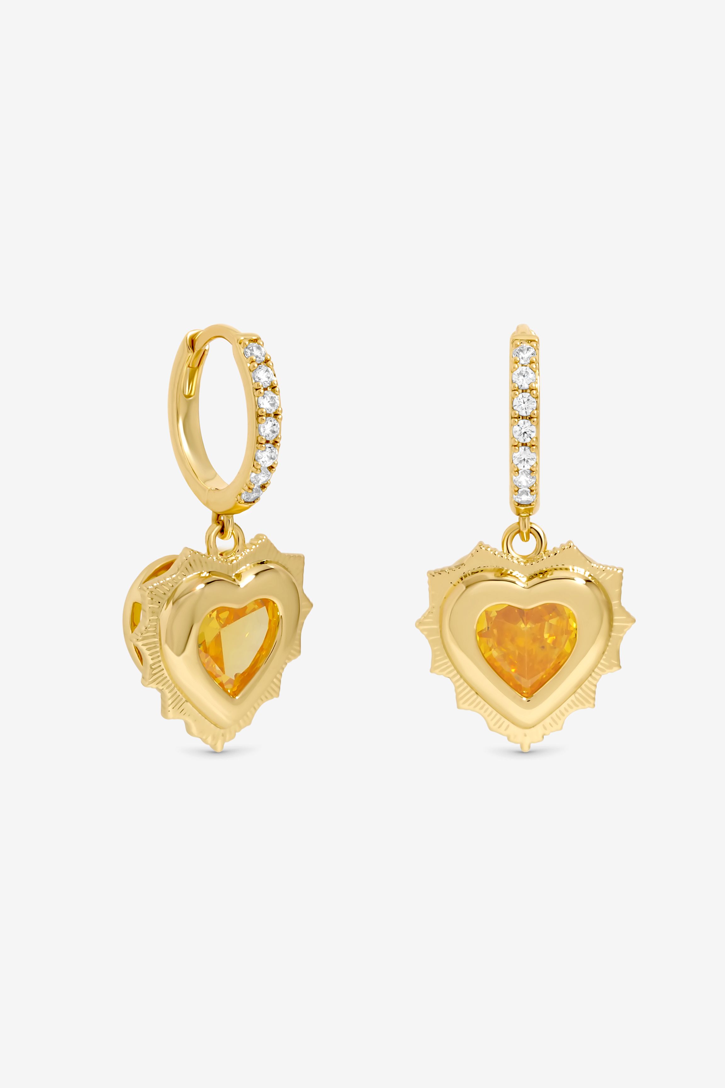 Jon Richard 14Ct Real Gold Plated Heart Birthstone Huggie Earrings - November