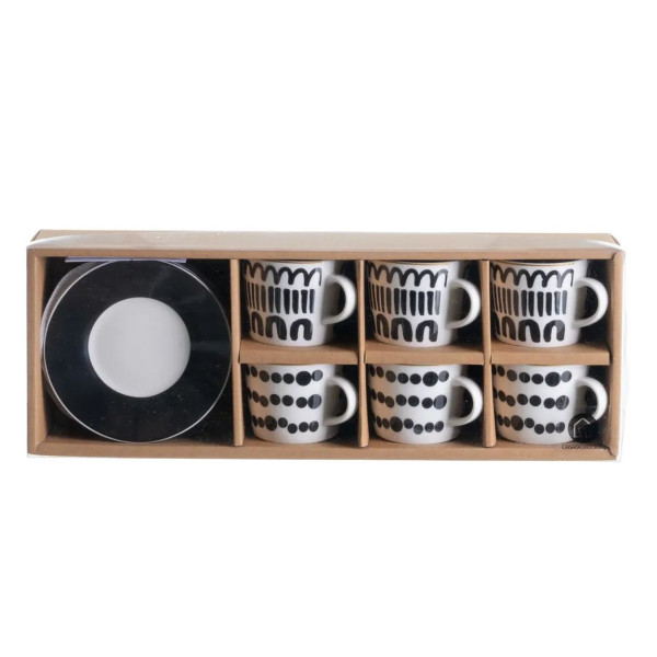 Zestaw ceramicznych filiżanek Lyne 6x100 ml ze spodkami