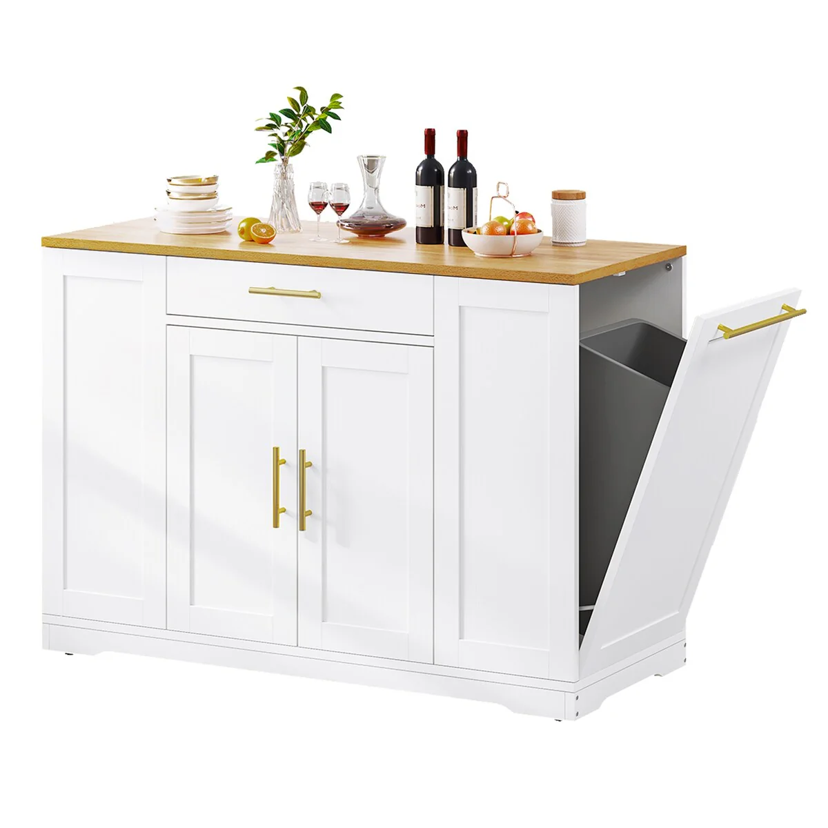 53-inch Rolling Kitchen Island Portable Mobile Kitchen Cart