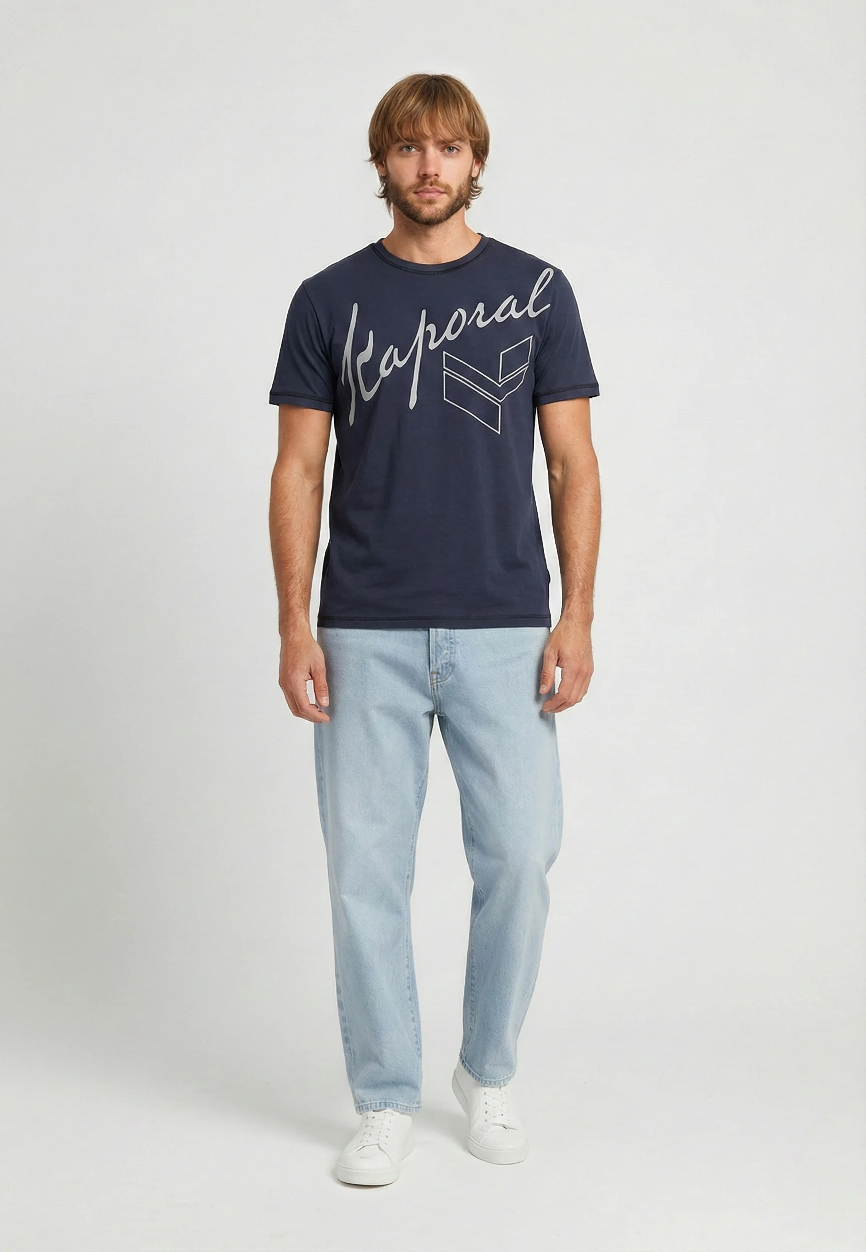 T-shirt manches courtes regular bleu marine coton KULAN