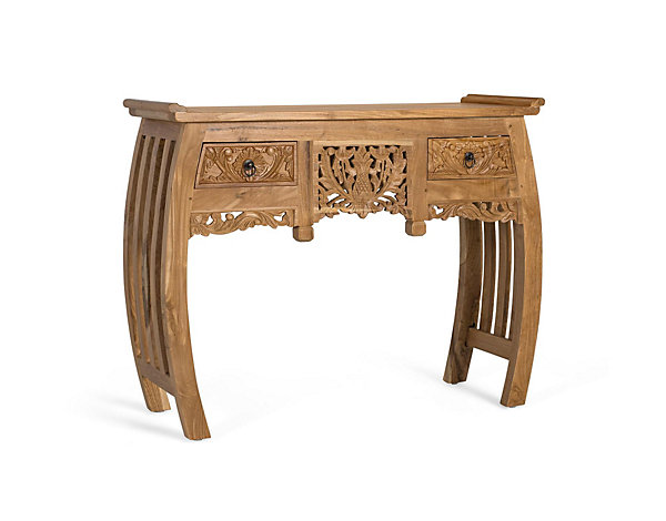 Console à deux tiroirs en teck massif 100 cm