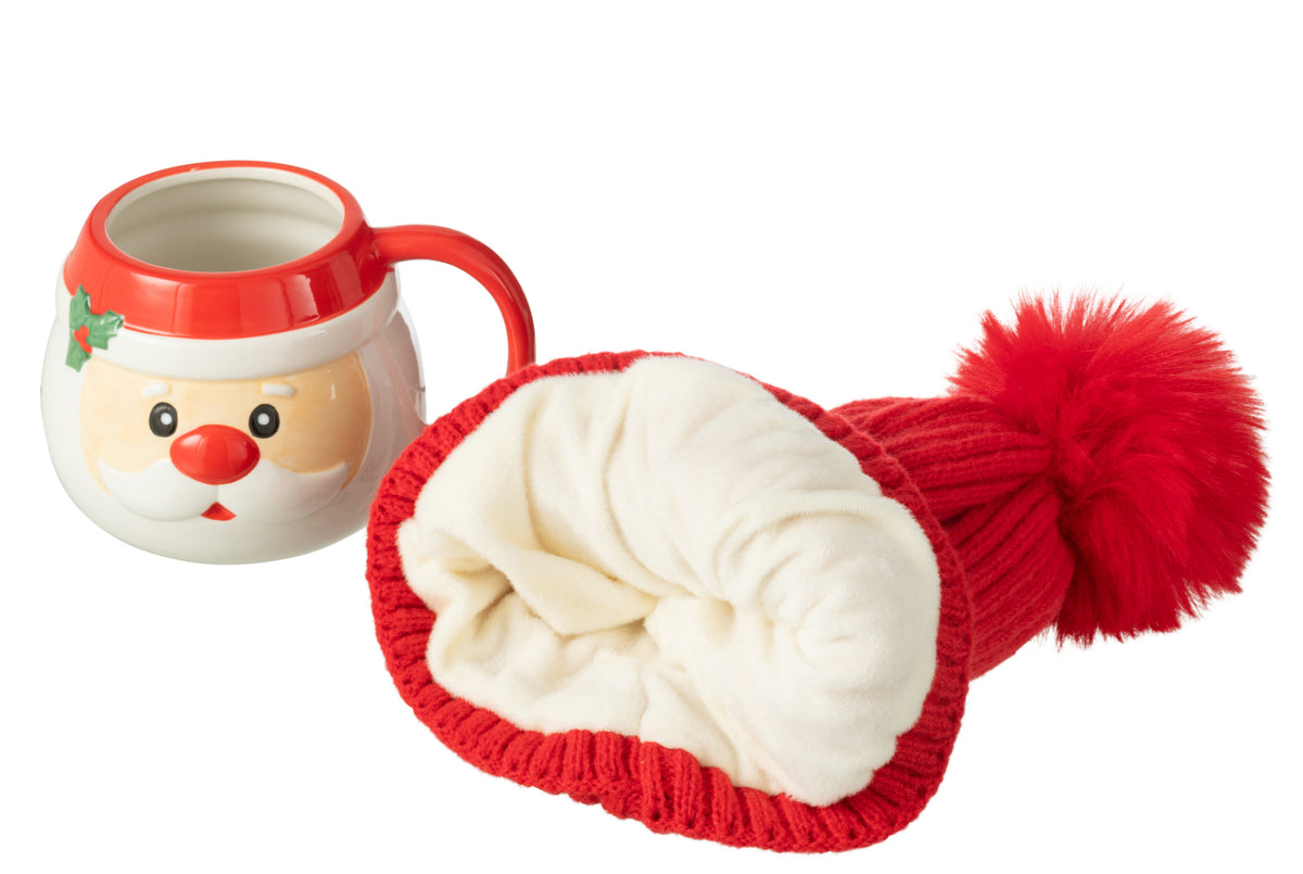 J-Line mok   muts Kerstman - keramiek - mix - giftbox