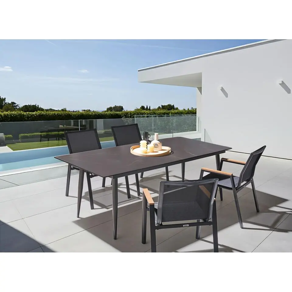 SOVARETO - Tuintafel - Donkergrijs/Donkergrijs - HPL/Aluminium