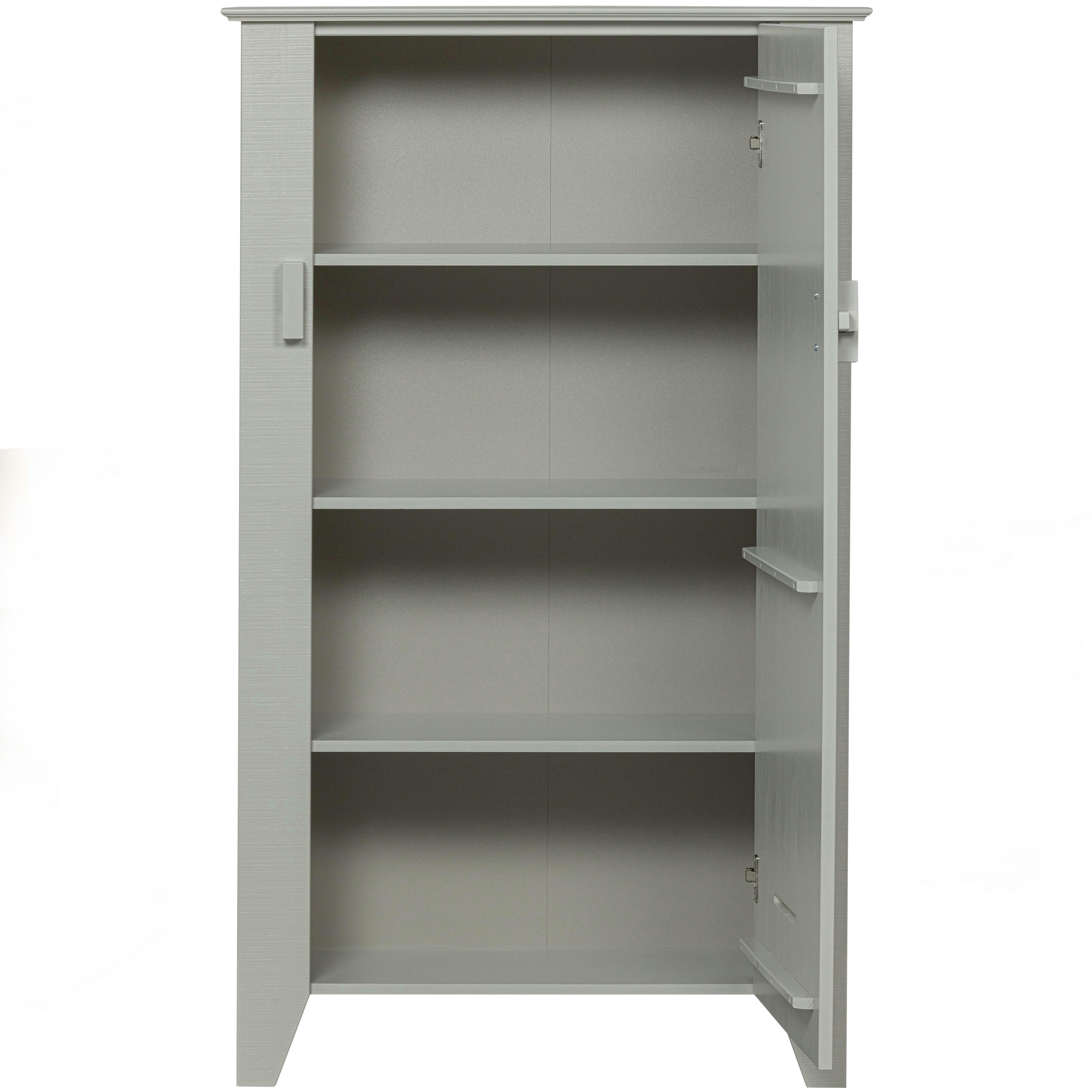 GIJS - Cabinet 1 porte et 4 étagères en bois gris foncé