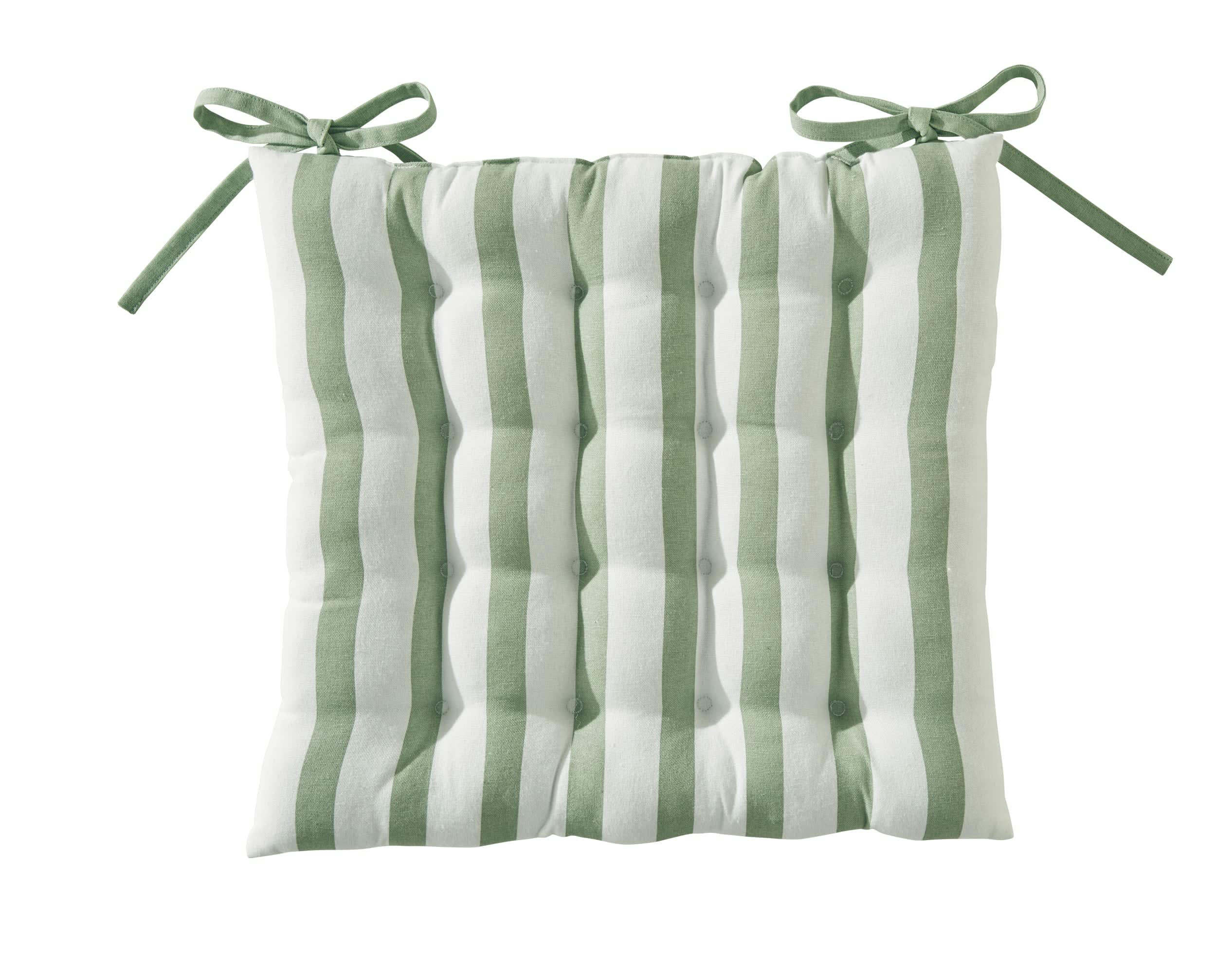 LISBONNE - Galette de chaise réversible vert 40x40 en coton