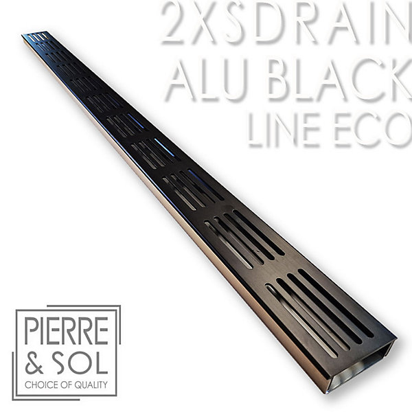 Caniveau Inox Hauteur 2 cm - 2XSDRAIN EASY Grille Aluminium Noire - LINE ECO - élément d'angle