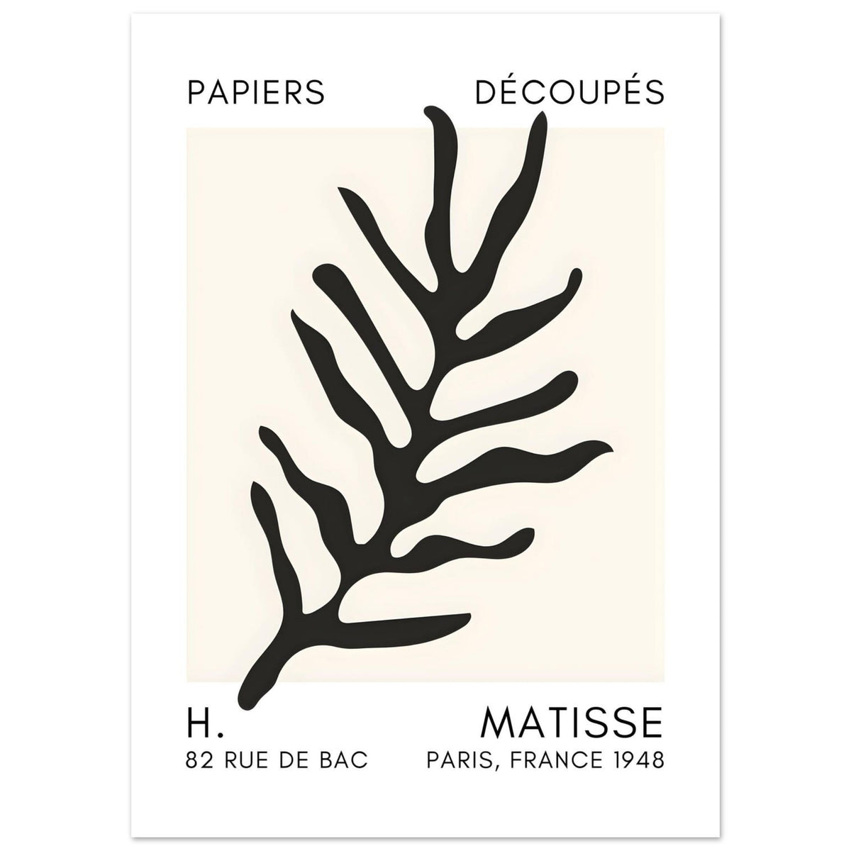Artfulprints Poster Matisse – Ocean flora black  - 50x70 cm - Zwart